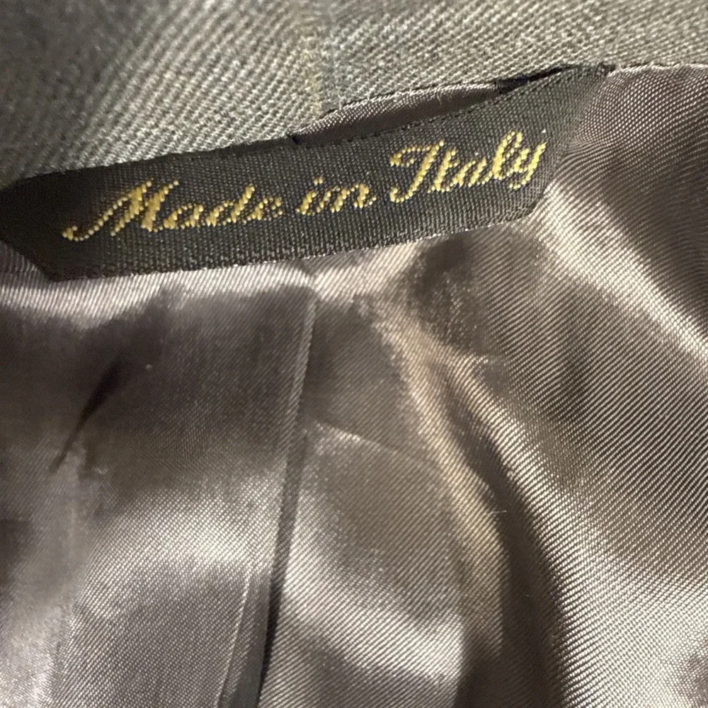 Roberto Villini Italy 44L Wool Suit Gray Windowpane Check 2PC Jacket Pants 38/30